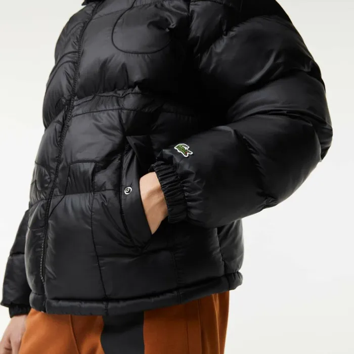 Jackets and Coats Men Lacoste Men039s Oversized Branded WaterRepellent Jacket Black C31