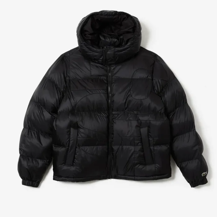 Jackets and Coats Men Lacoste Men039s Oversized Branded WaterRepellent Jacket Black C31