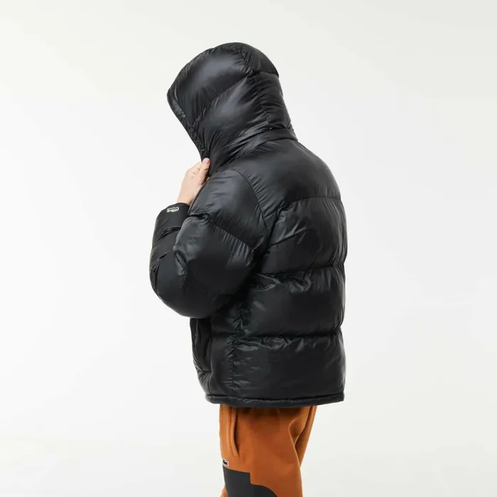 Jackets and Coats Men Lacoste Men039s Oversized Branded WaterRepellent Jacket Black C31