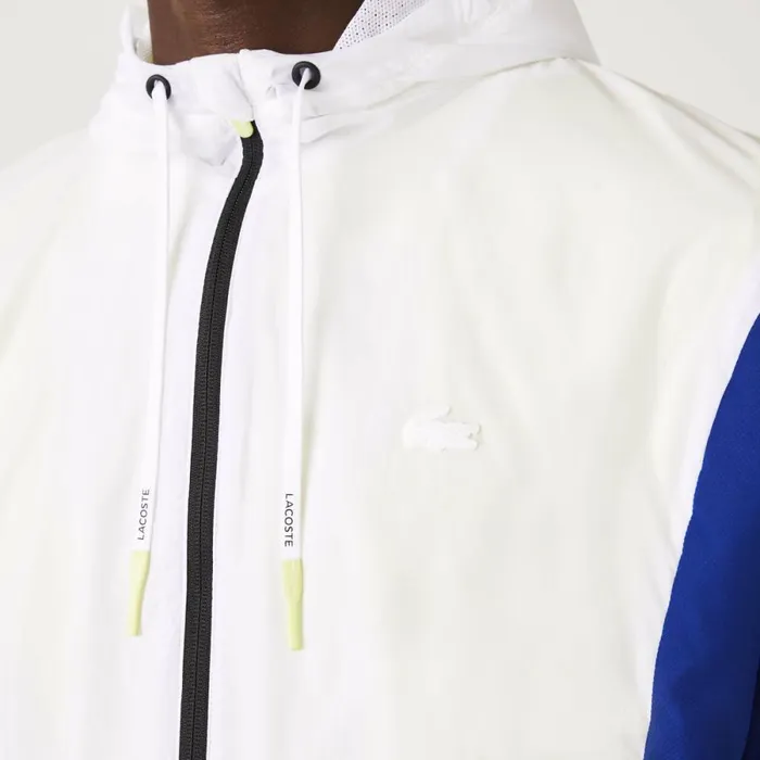 Jackets and Coats Men Lacoste Men039s SPORT Packable ZipUp Jacket White Blue Flashy Yellow Black Ght