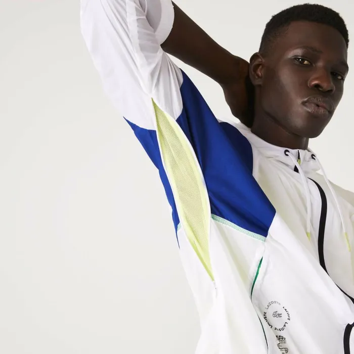 Jackets and Coats Men Lacoste Men039s SPORT Packable ZipUp Jacket White Blue Flashy Yellow Black Ght