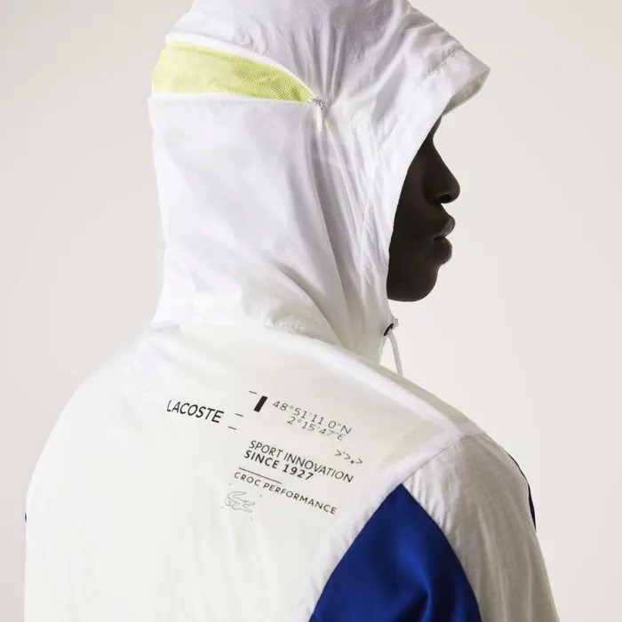 Jackets and Coats Men Lacoste Men039s SPORT Packable ZipUp Jacket White Blue Flashy Yellow Black Ght