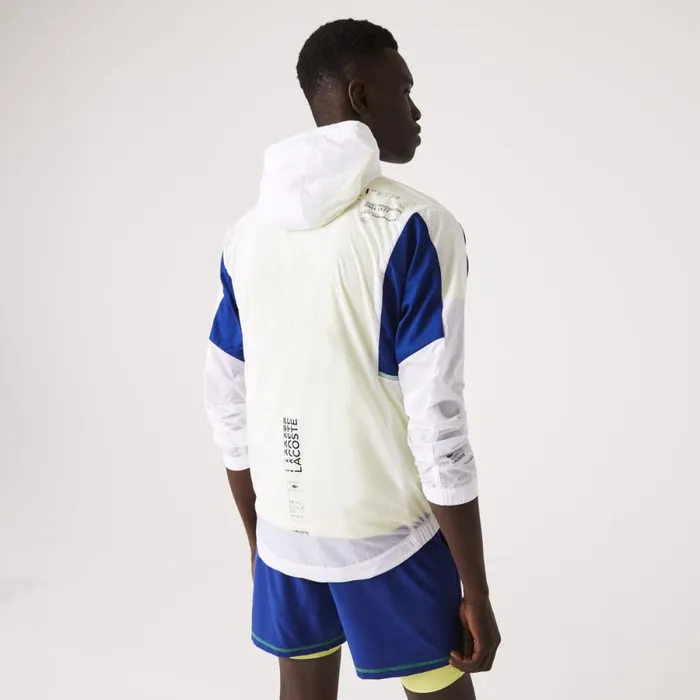 Jackets and Coats Men Lacoste Men039s SPORT Packable ZipUp Jacket White Blue Flashy Yellow Black Ght