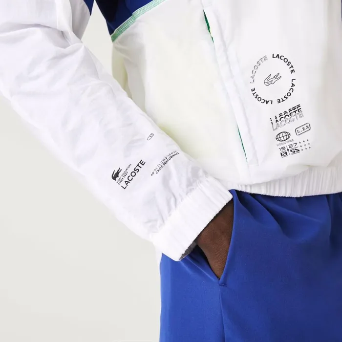 Jackets and Coats Men Lacoste Men039s SPORT Packable ZipUp Jacket White Blue Flashy Yellow Black Ght