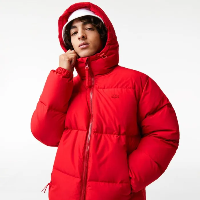 Jackets and Coats Men Lacoste Men039s WaterRepellent Puffer Jacket Red 240