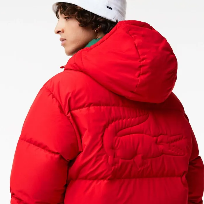 Jackets and Coats Men Lacoste Men039s WaterRepellent Puffer Jacket Red 240