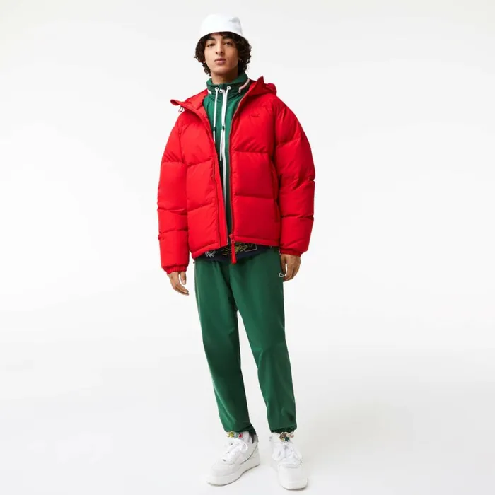 Jackets and Coats Men Lacoste Men039s WaterRepellent Puffer Jacket Red 240