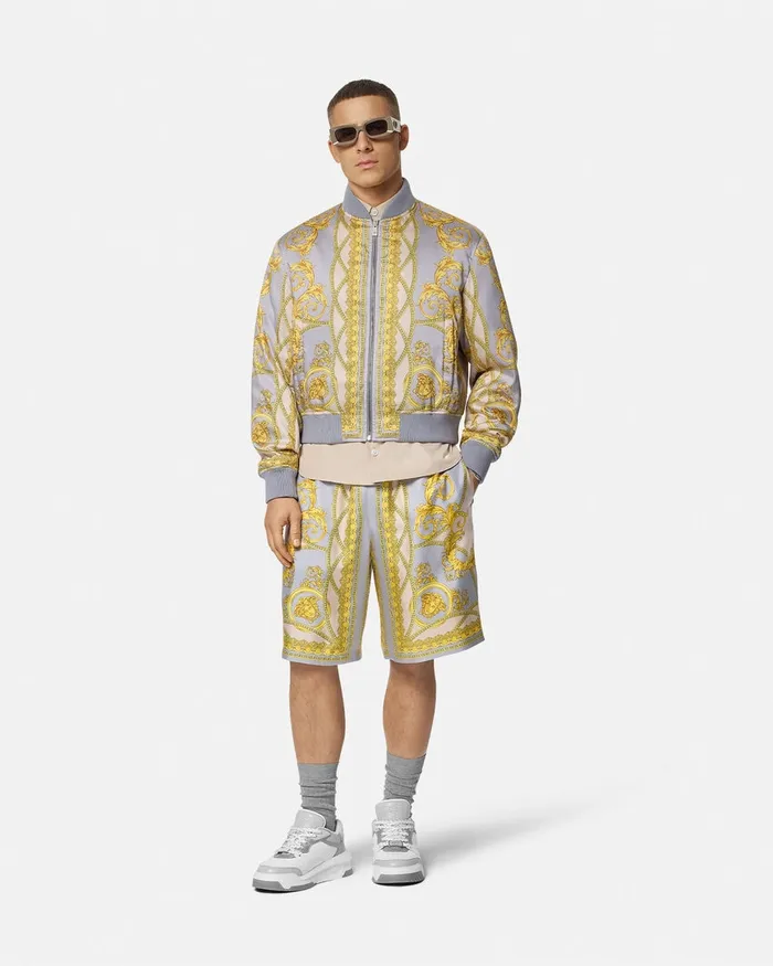 Jackets and Coats Men Versace La Coupe Des Dieux Bomber Jacket Grayprint