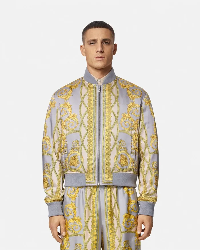 Jackets and Coats Men Versace La Coupe Des Dieux Bomber Jacket Grayprint