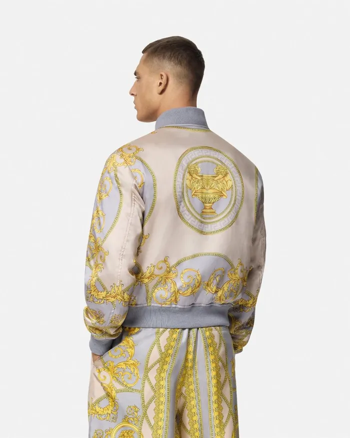 Jackets and Coats Men Versace La Coupe Des Dieux Bomber Jacket Grayprint