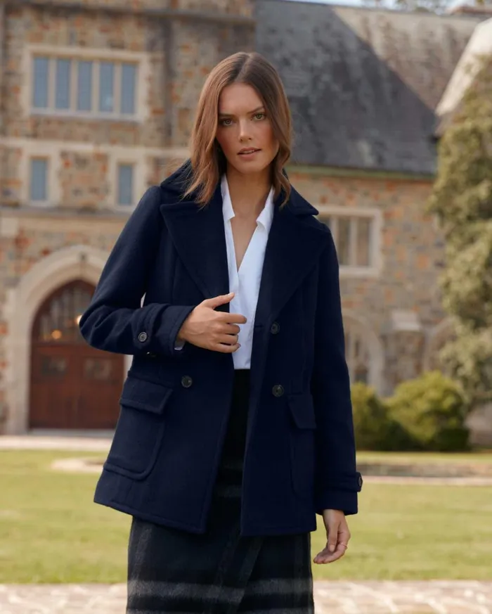 Jackets and Outerwear Women Billy Reid Women039s Bond Peacoat Navytopaz