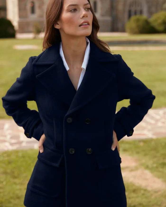 Jackets and Outerwear Women Billy Reid Women039s Bond Peacoat Navytopaz
