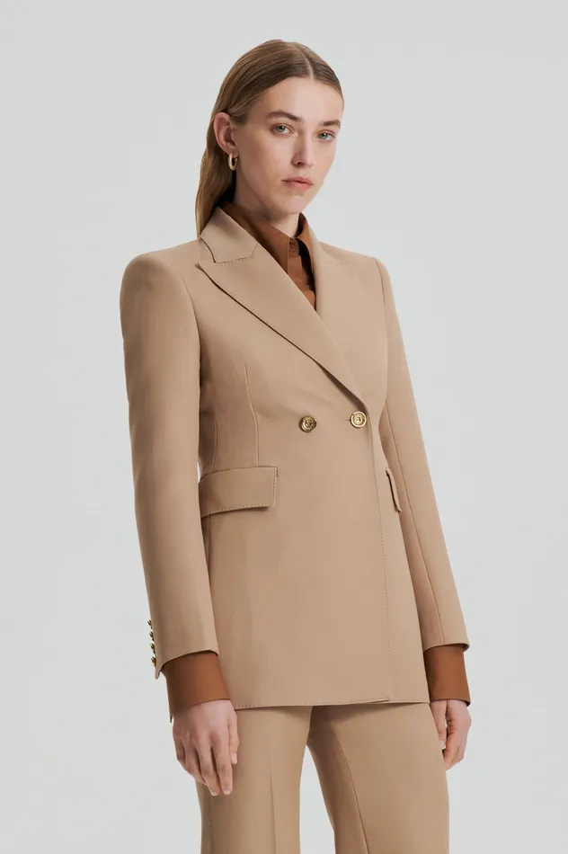 Jackets WOOL BARATHEA TWO BUTTON JACKET CAMEL 8211 Scanlan Theodore Women Jackets WOOL BARATHEA TWO BUTTON JACKET CAMEL 8211 Scanlan Theodore Women