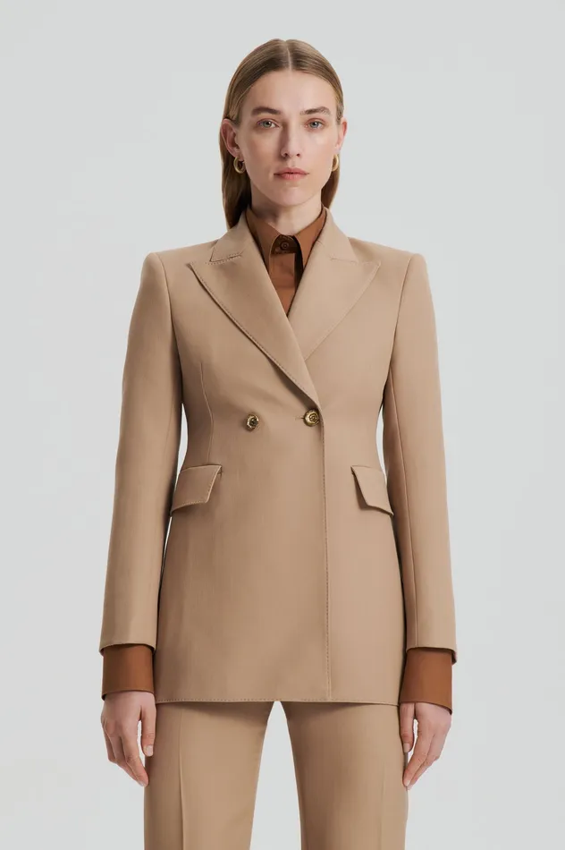 Jackets WOOL BARATHEA TWO BUTTON JACKET CAMEL 8211 Scanlan Theodore Women Jackets WOOL BARATHEA TWO BUTTON JACKET CAMEL 8211 Scanlan Theodore Women