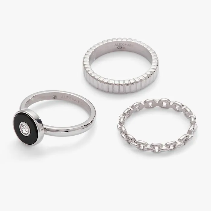 Jewelry Sets Women Alex And Ani Black Onyx Textured Statement Ring Set Stainless Steel Silver Jewelry Sets Women Alex And Ani Black Onyx Textured Statement Ring Set Stainless Steel Silver