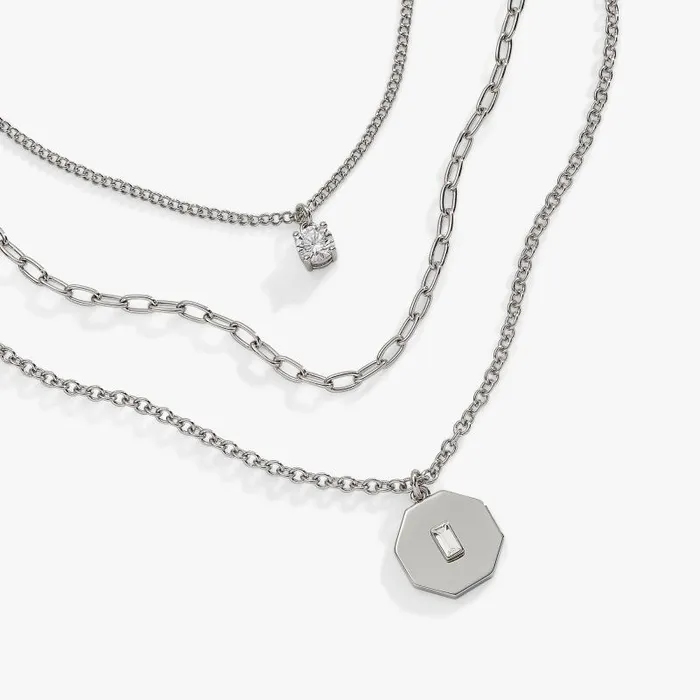 Jewelry Sets Women Alex And Ani Crystal And Chain Layered Necklace Silver