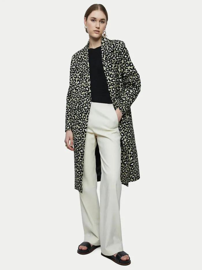Jigsaw Coats Women Leopard Print Column Coat Green