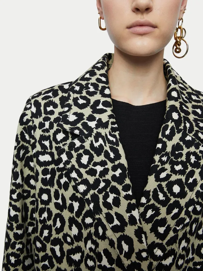 Jigsaw Coats Women Leopard Print Column Coat Green