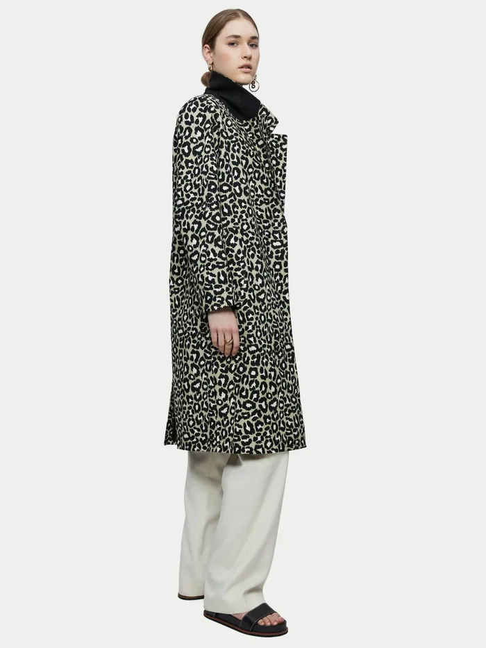 Jigsaw Coats Women Leopard Print Column Coat Green