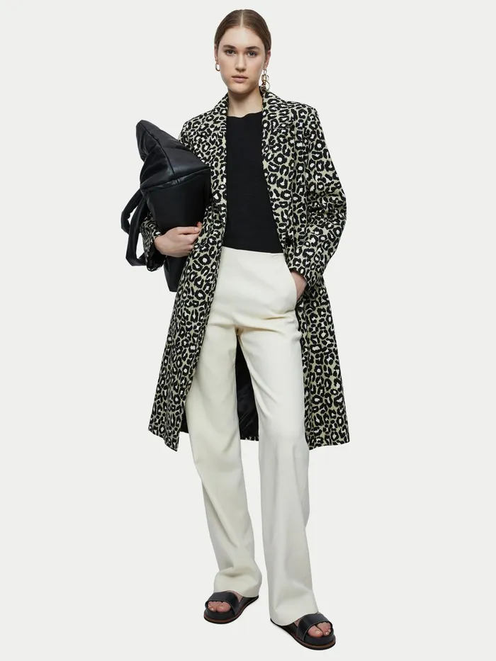 Jigsaw Coats Women Leopard Print Column Coat Green