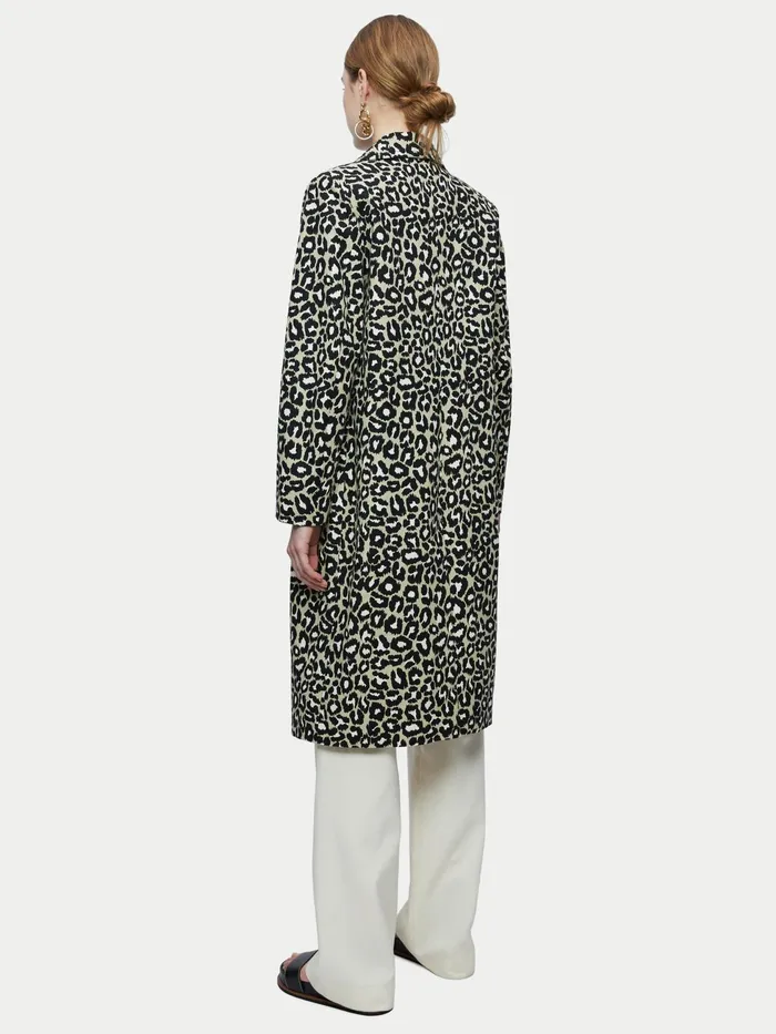 Jigsaw Coats Women Leopard Print Column Coat Green