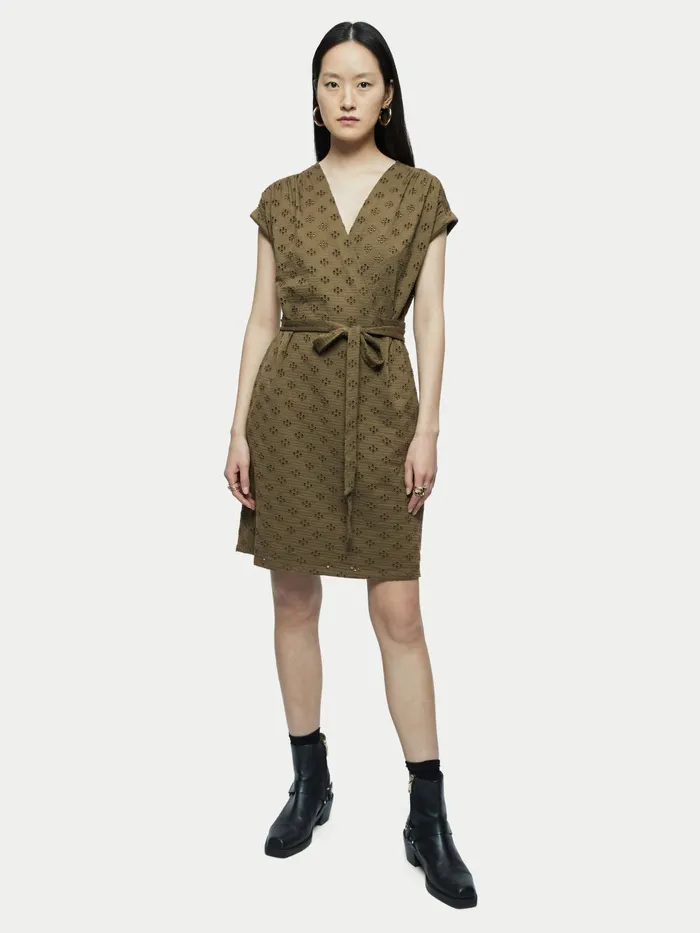 Jigsaw Dresses and Jumpsuits Women Cotton Broderie Wrap Dress Green