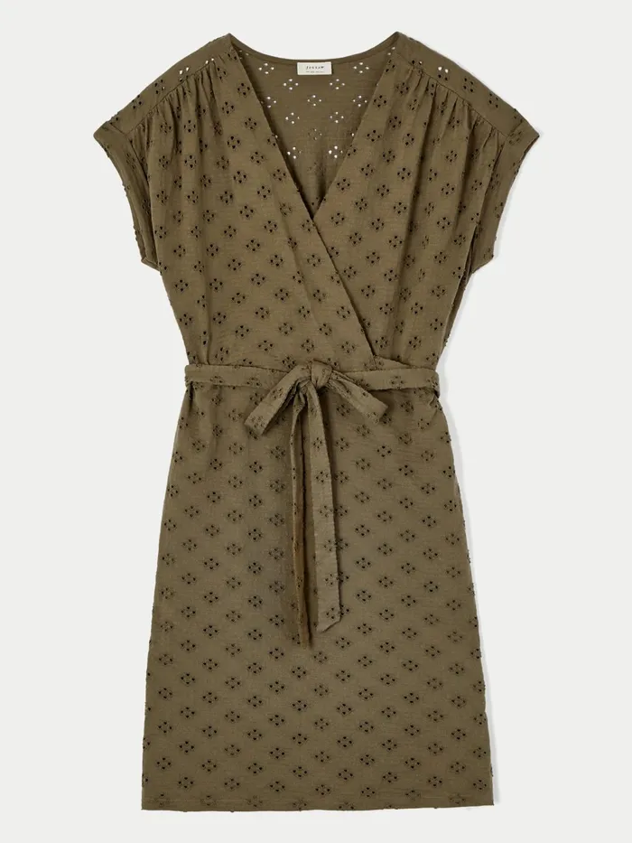 Jigsaw Dresses and Jumpsuits Women Cotton Broderie Wrap Dress Green