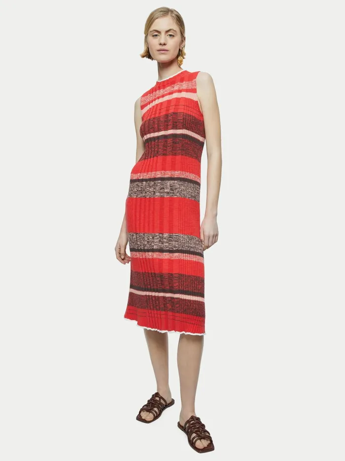 Jigsaw Dresses and Jumpsuits Women Cotton Slub Stripe Tank Dress Red