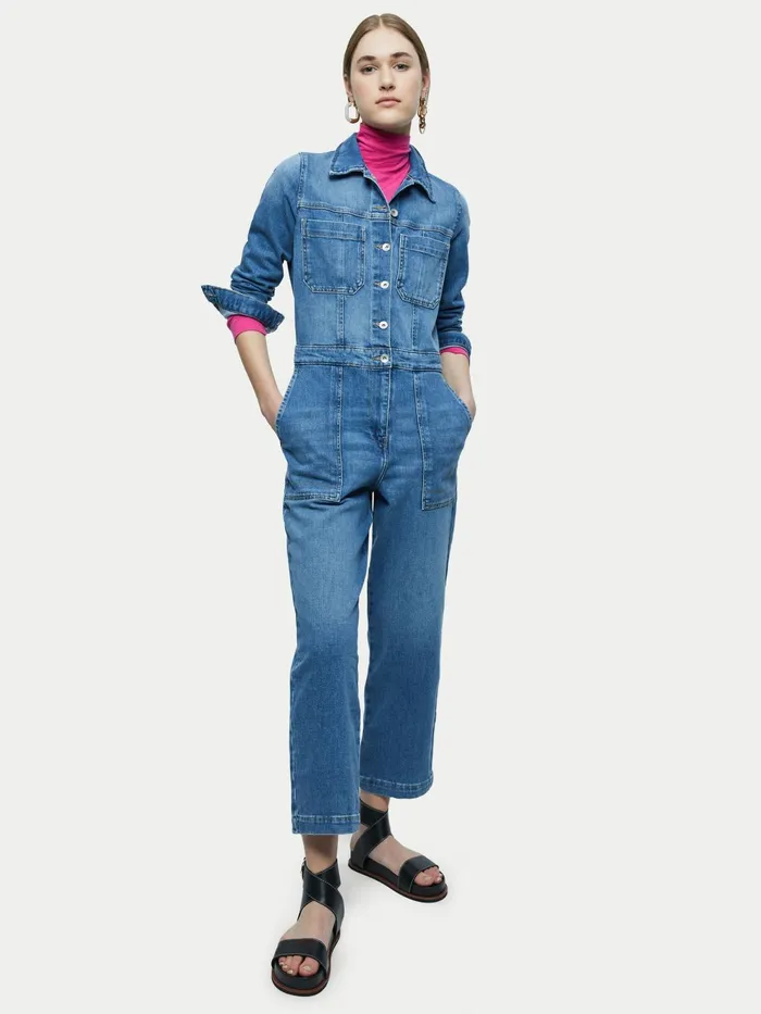 Jigsaw Dresses and Jumpsuits Women Denim Button Through Jumpsuit Blue