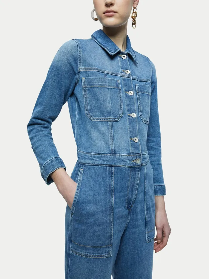 Jigsaw Dresses and Jumpsuits Women Denim Button Through Jumpsuit Blue