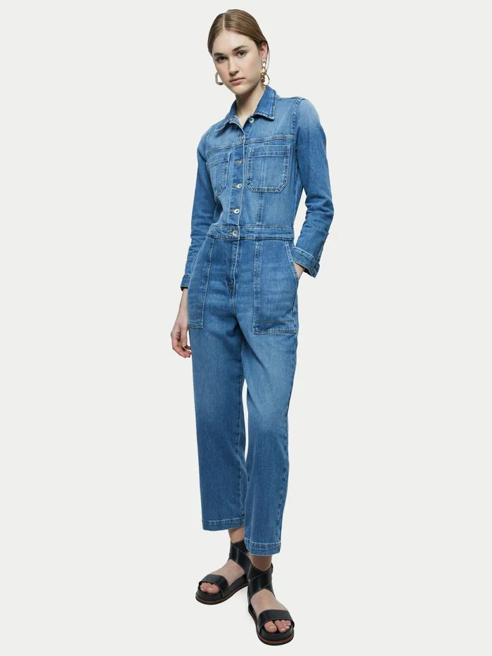 Jigsaw Dresses and Jumpsuits Women Denim Button Through Jumpsuit Blue