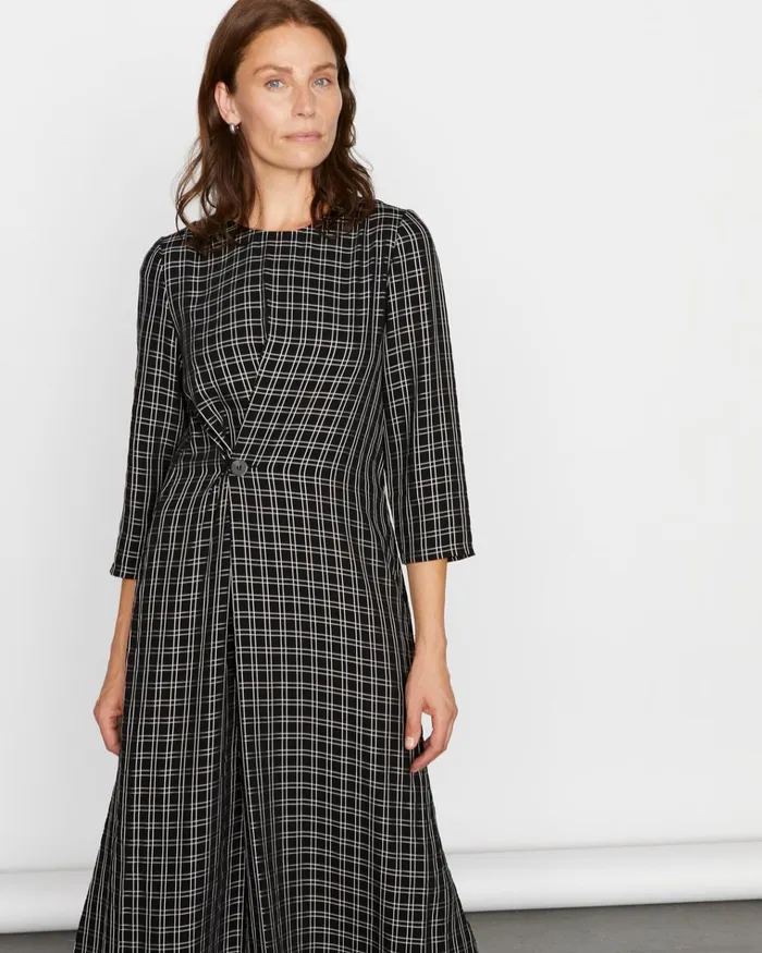 Jigsaw Dresses and Jumpsuits Women Fluid Check Buttoned Dress Black