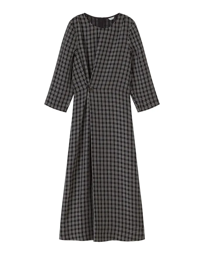 Jigsaw Dresses and Jumpsuits Women Fluid Check Buttoned Dress Black