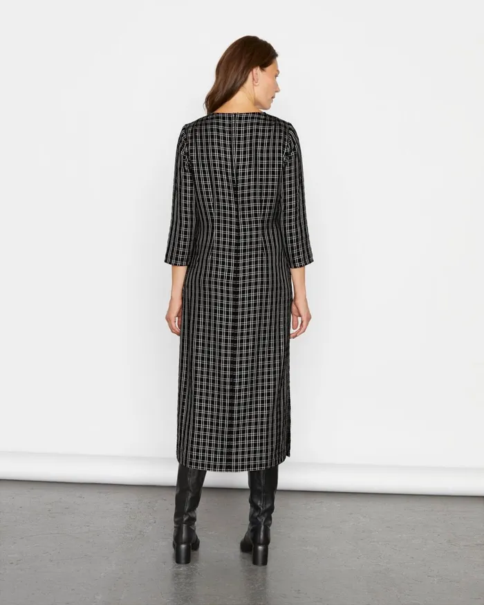 Jigsaw Dresses and Jumpsuits Women Fluid Check Buttoned Dress Black
