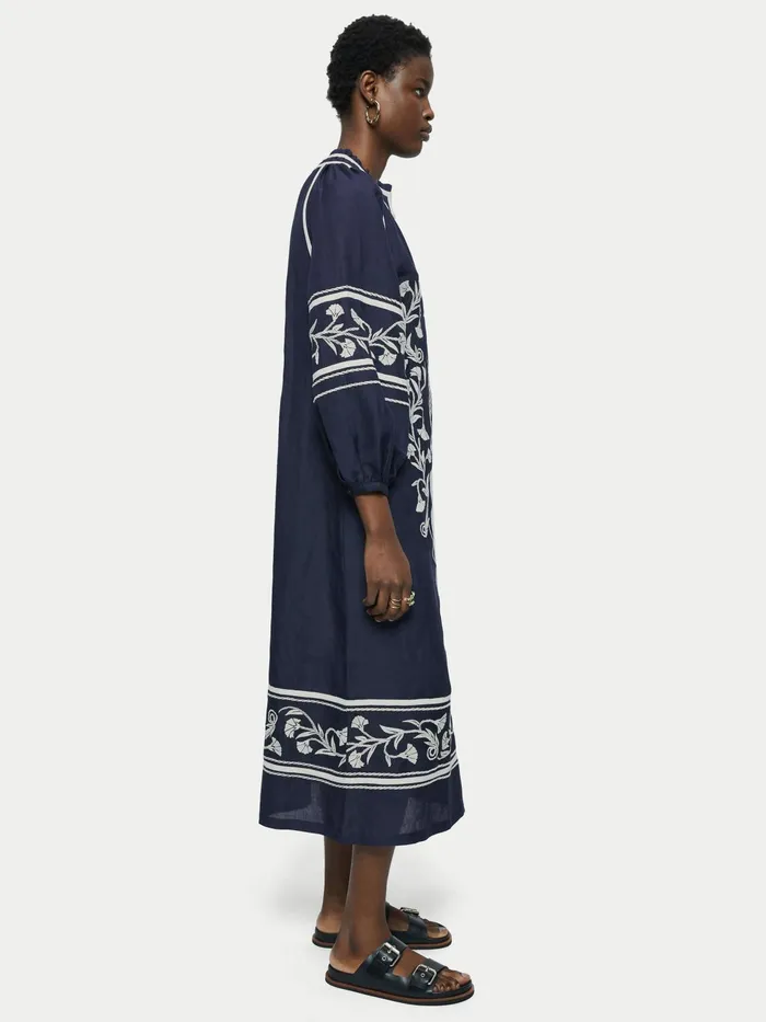 Jigsaw Dresses and Jumpsuits Women Linenblend Embroidery Maxi Dress Blue