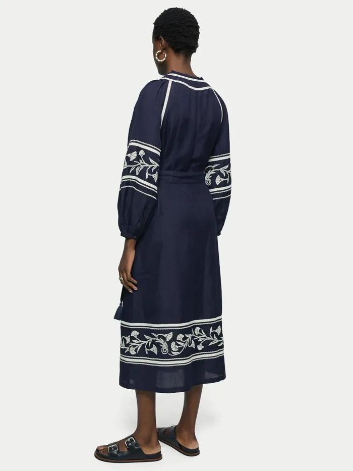 Jigsaw Dresses and Jumpsuits Women Linenblend Embroidery Maxi Dress Blue