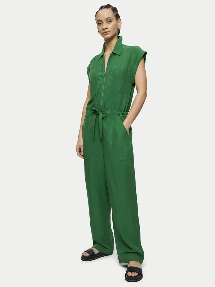 Jigsaw Dresses and Jumpsuits Women Lyocell Linen Utility Jumpsuit Green
