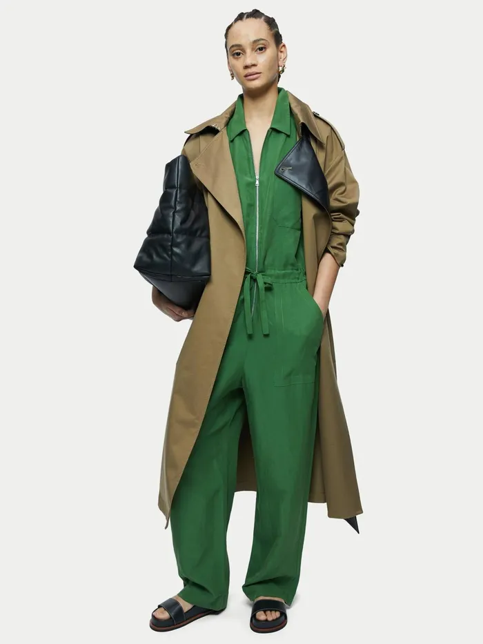 Jigsaw Dresses and Jumpsuits Women Lyocell Linen Utility Jumpsuit Green