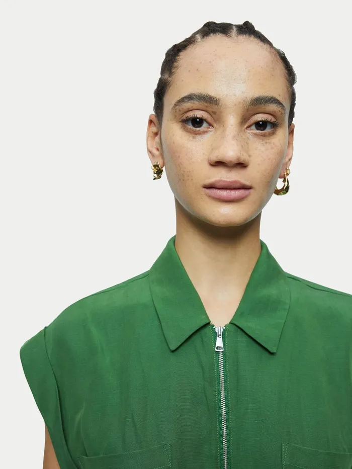Jigsaw Dresses and Jumpsuits Women Lyocell Linen Utility Jumpsuit Green
