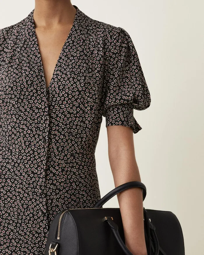 Jigsaw Dresses and Jumpsuits Women Mini Petals Floral Tea Dress Black