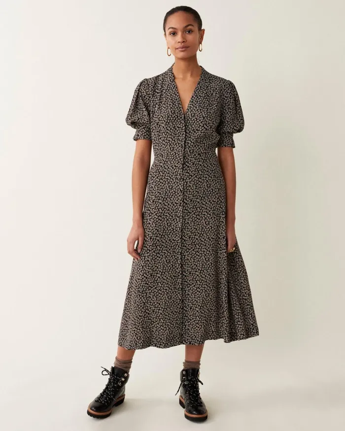 Jigsaw Dresses and Jumpsuits Women Mini Petals Floral Tea Dress Black