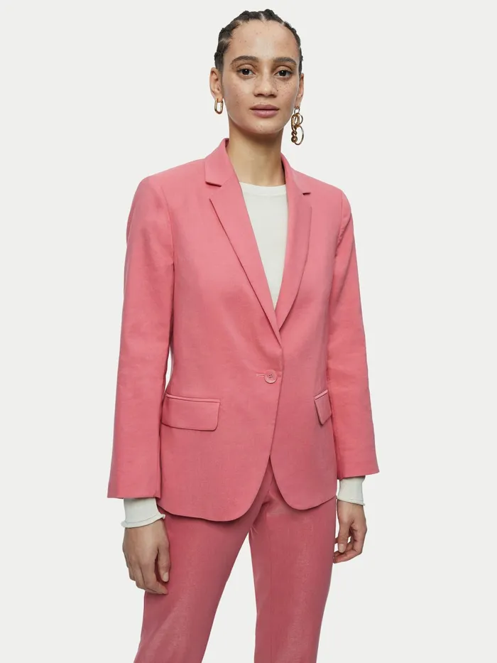 Jigsaw Jackets Women Brook Portofino Linen Blazer Pink