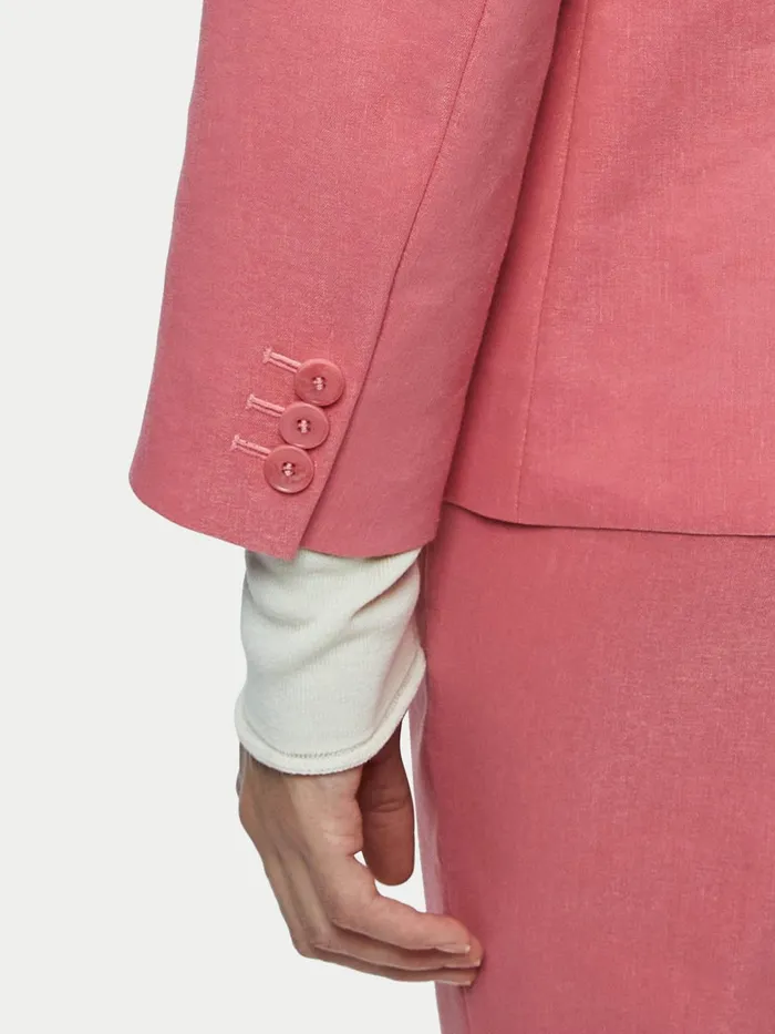 Jigsaw Jackets Women Brook Portofino Linen Blazer Pink