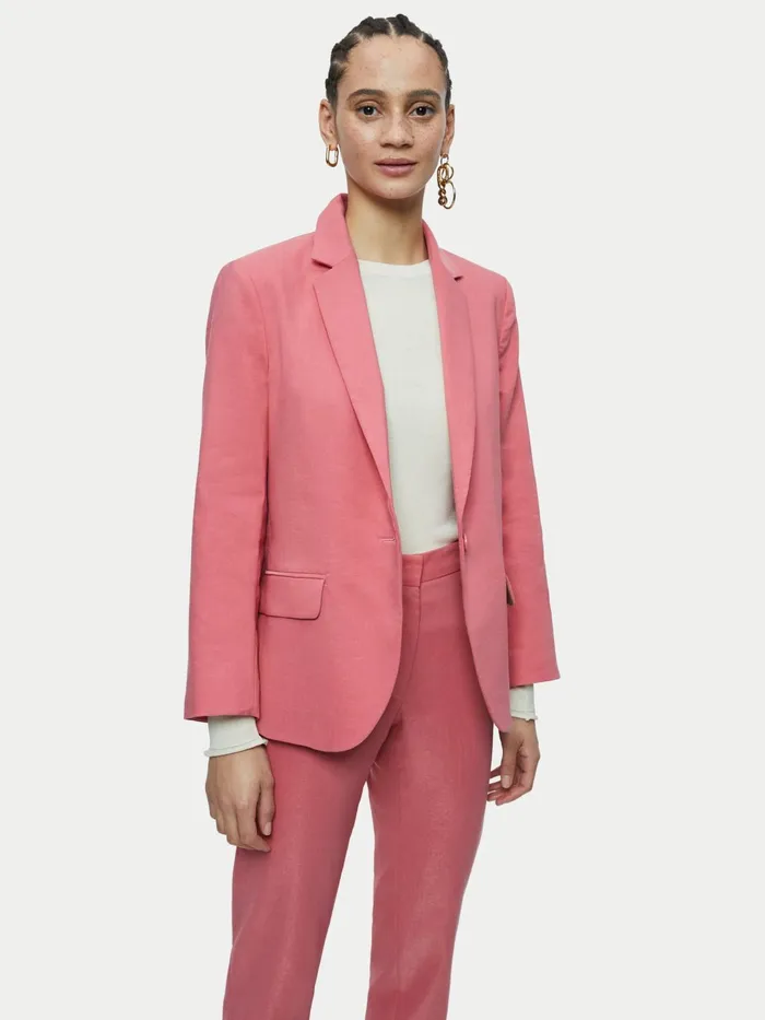 Jigsaw Jackets Women Brook Portofino Linen Blazer Pink