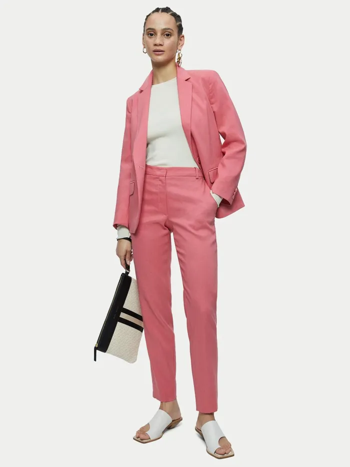 Jigsaw Jackets Women Brook Portofino Linen Blazer Pink