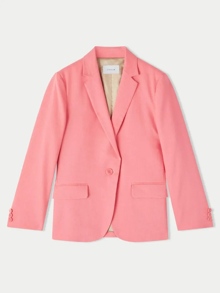 Jigsaw Jackets Women Brook Portofino Linen Blazer Pink