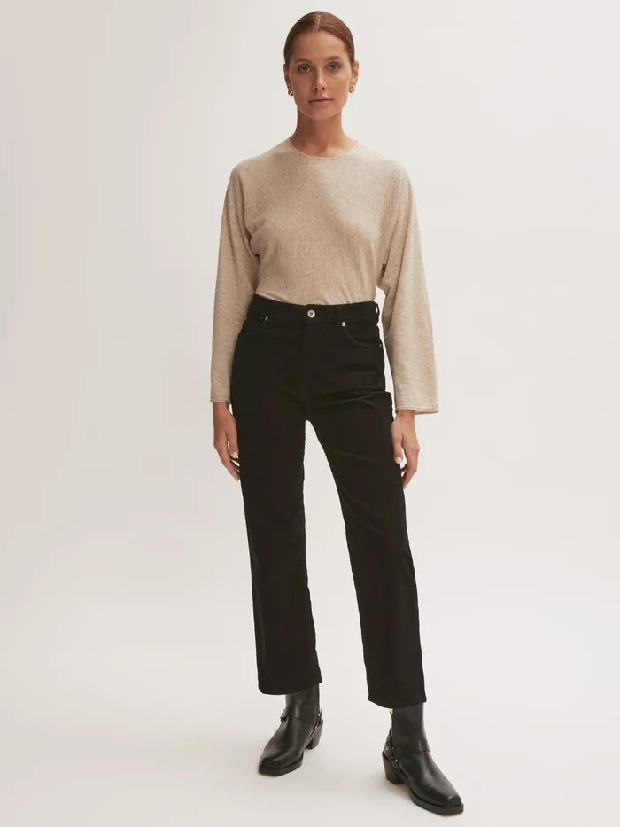Jigsaw Jeans Women Lea Straight Crop Cord Jean Black