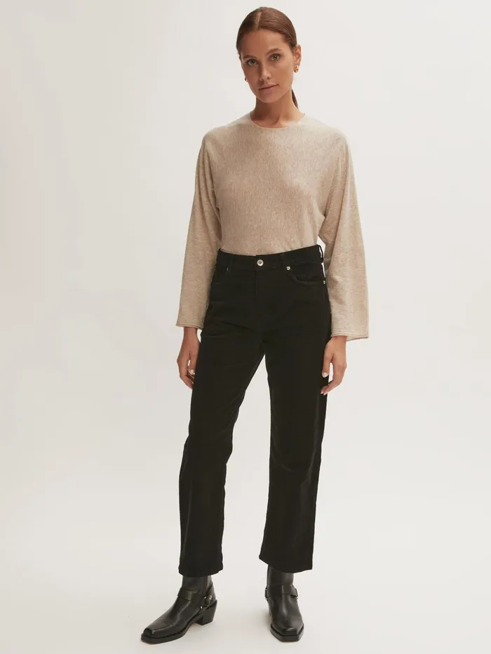 Jigsaw Jeans Women Lea Straight Crop Cord Jean Black