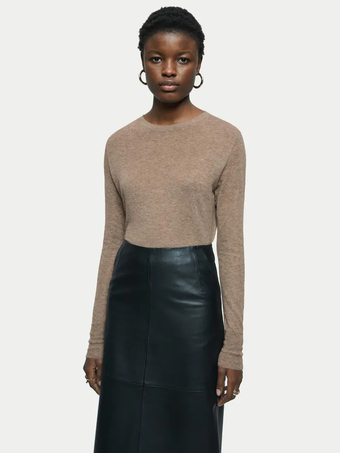 Jigsaw Knitwear and Cashmere Women Alpaca Blend Crew Neck Jumper Brown