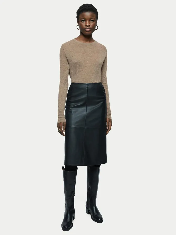 Jigsaw Knitwear and Cashmere Women Alpaca Blend Crew Neck Jumper Brown
